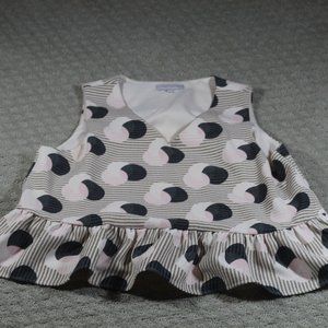1. State Size Medium Cute Neutral Sleeveless V-Neck Cropped Peplum Top